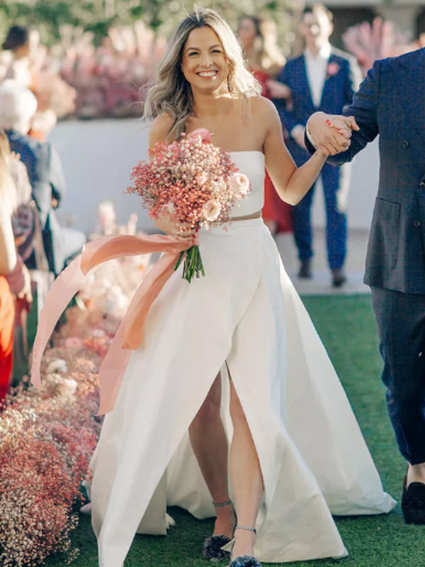 Abito da Sposa Lungo a Due Pezzi con Spacco Laterale Pretty Straight Simple, DB10740