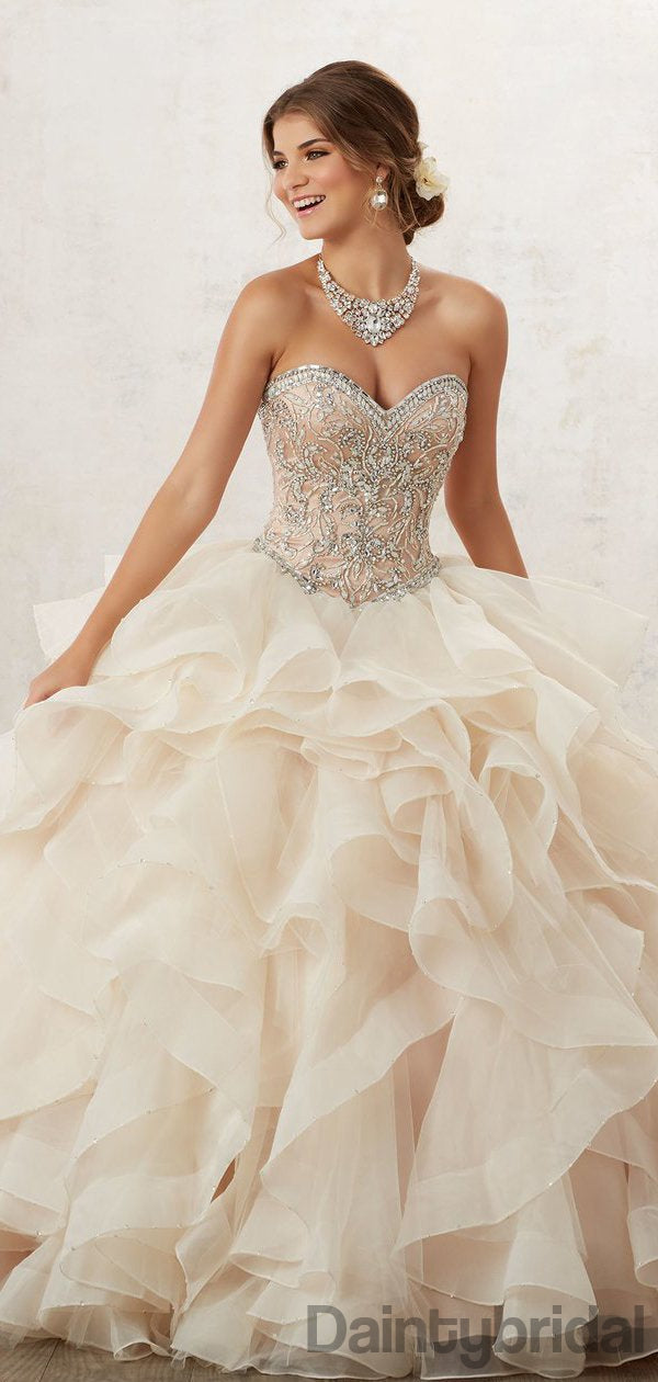 Robe de mariée A-line en organza Sweetheart, Robe de bal. DB10162