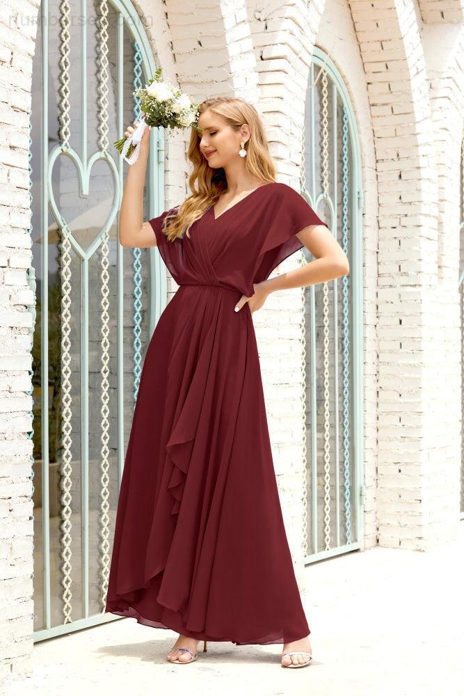 Numbersea  Mother of The Bride Dresses Plus Size V-Neck Floor Length Formal Prom Dress for Wedding Guest 28020