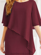 Vestido de festa formal comprido Numbersea com capa e folhos 28026 