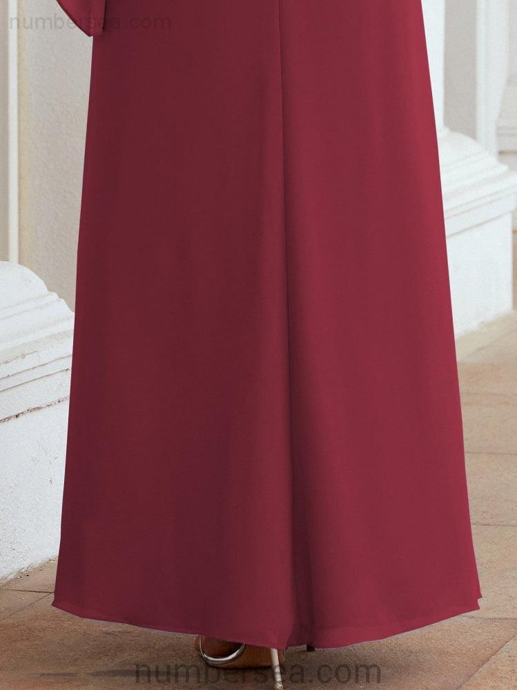 Vestido de festa formal comprido Numbersea com capa e folhos 28026 