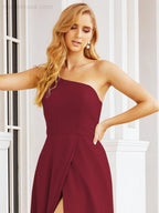 Vestidos de baile de cerimónia Numbersea para mulher com um ombro só e fenda lateral para madrinhas e madrinhas 28052 