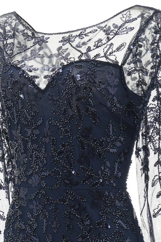 Kleid für die Brautmutter, langärmeliges Perlenkleid