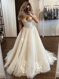 Robe de mariée sirène bustier décolleté en tulle champagne, WD0450