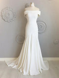 Elfenbeinfarbenes schulterfreies Meerjungfrau-Brautkleid, WD0449