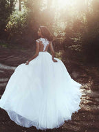 Sexy schulterfreies Brautkleid mit seitlichem Schlitz und Tüllspitze, WD0469