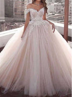 Vestido de noiva em tule com decote ombro a ombro, WD0470