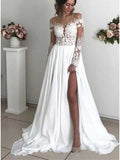 Abito da sposa in tulle con applicazioni e maniche lunghe glamour, WD0484