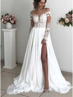 Glamorous Long Sleeves Applique Tulle Wedding Dress, WD0484