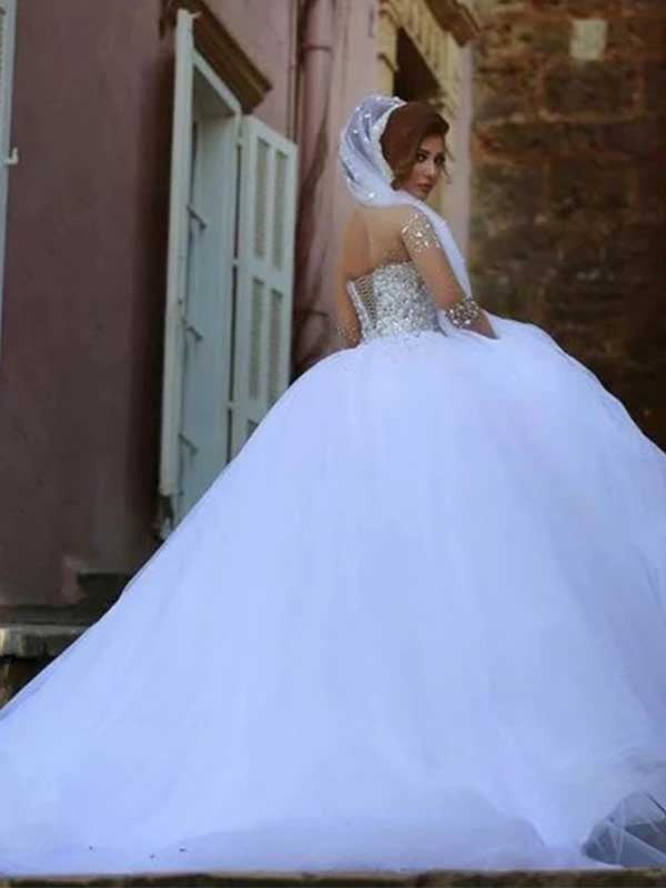 Abito da Sposa con Maniche Lunghe e Perline Sparkly Sweetheart, WD0488