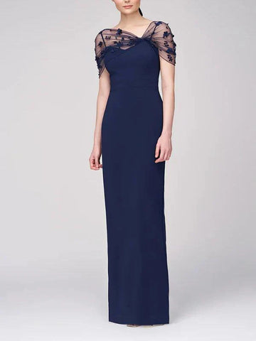 Kleid für die Brautmutter, Etuikleid, Säule, Spaghettiträger, ärmellos, bodenlang