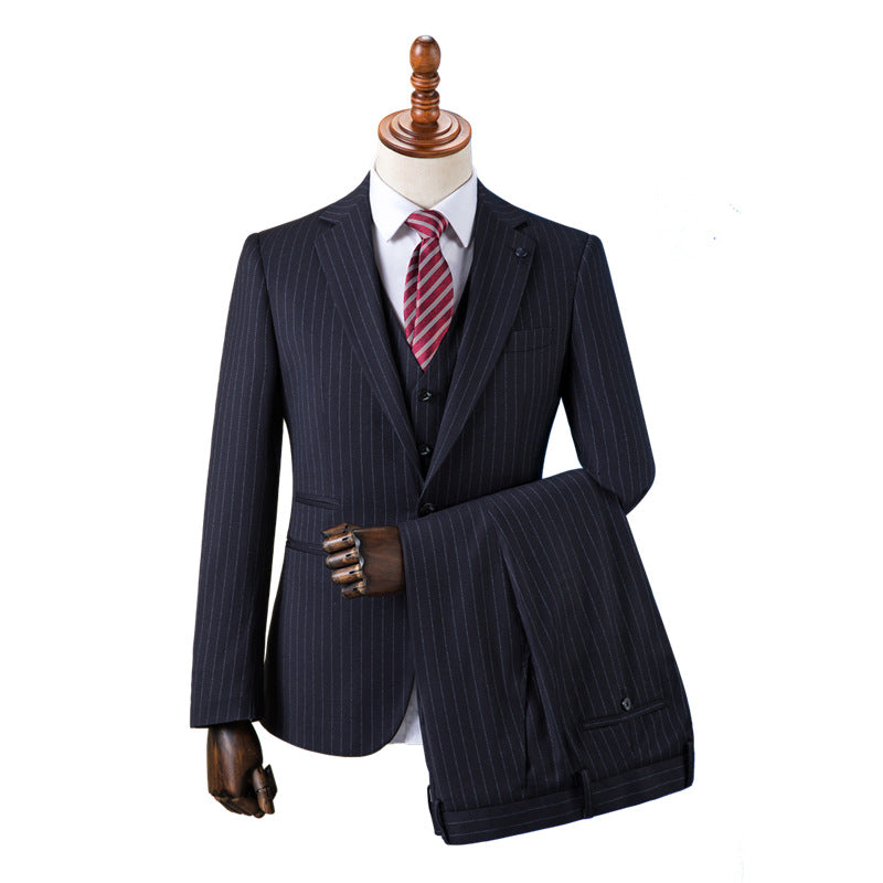 Striped suit men's suit business formal groomsman's suit wedding suit groom's suit jacket men's short drama suit