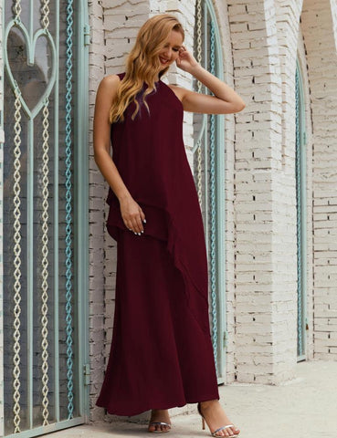 Vestidos longos de chiffon plus size para mãe da noiva, vestido formal de madrinha de casamento, 28019 