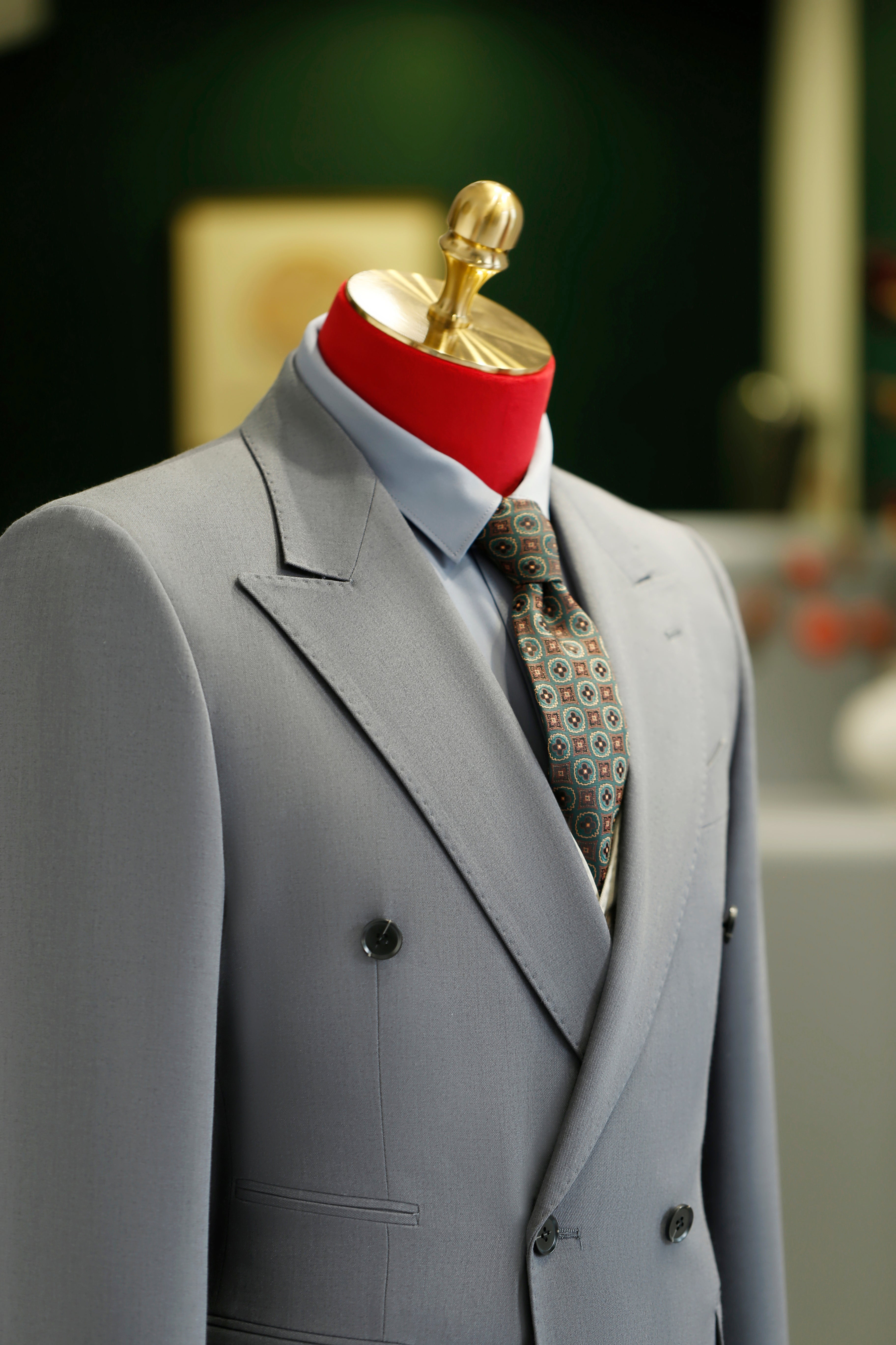 Double-Breasted Light Grey Wool Suit | Tailored Formal Groom & Business Suit