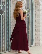 Vestidos longos de chiffon plus size para mãe da noiva, vestido formal de madrinha de casamento, 28019 