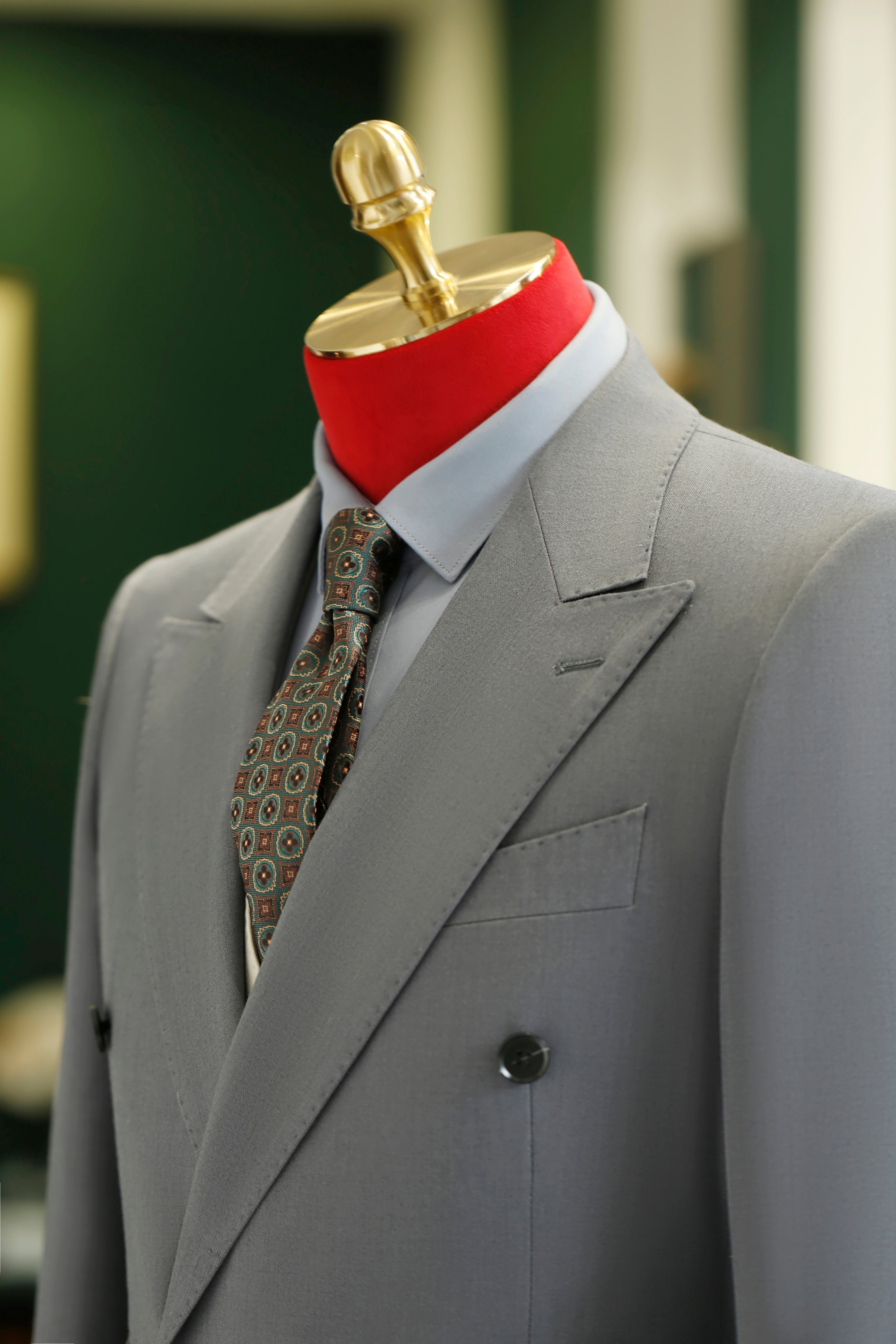 Double-Breasted Light Grey Wool Suit | Tailored Formal Groom & Business Suit