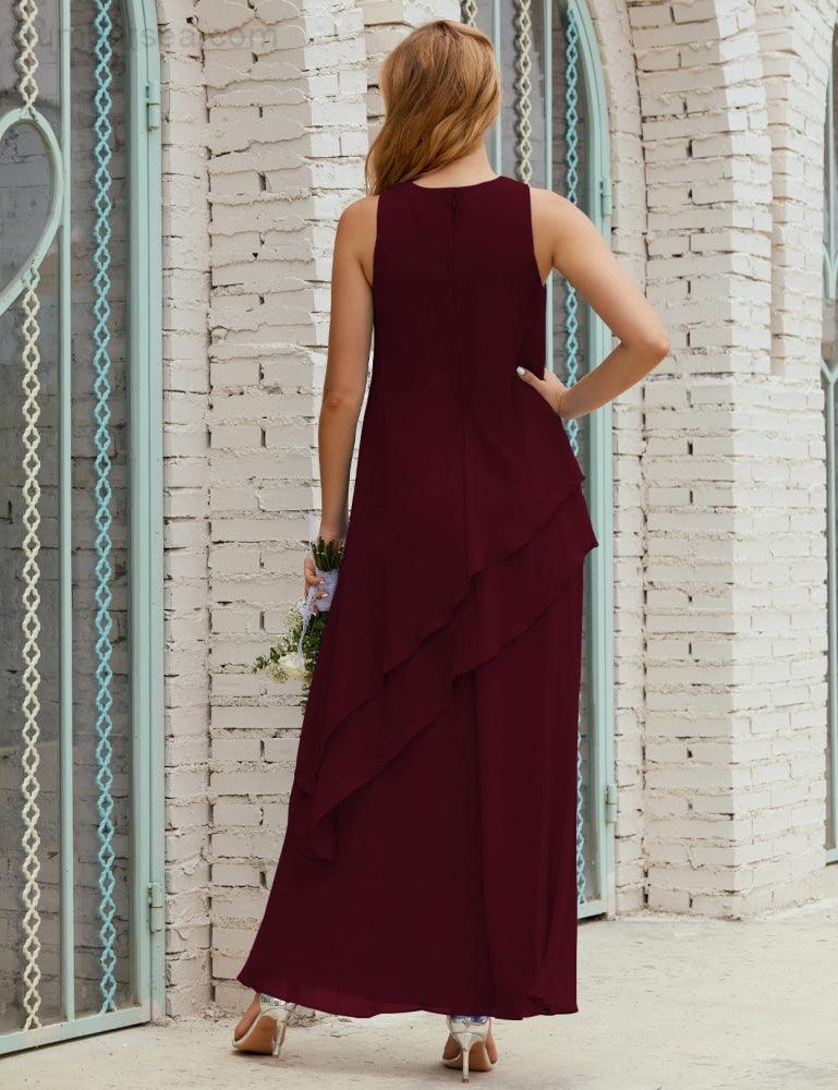 Vestidos longos de chiffon plus size para mãe da noiva, vestido formal de madrinha de casamento, 28019 