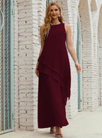 Vestidos longos de chiffon plus size para mãe da noiva, vestido formal de madrinha de casamento, 28019 