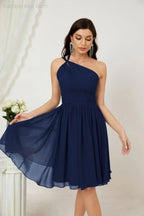 Vestido de dama de honor corto de chiffon de un hombro Numbersea para mujer Vestidos formales para fiesta y regreso a casa 2804