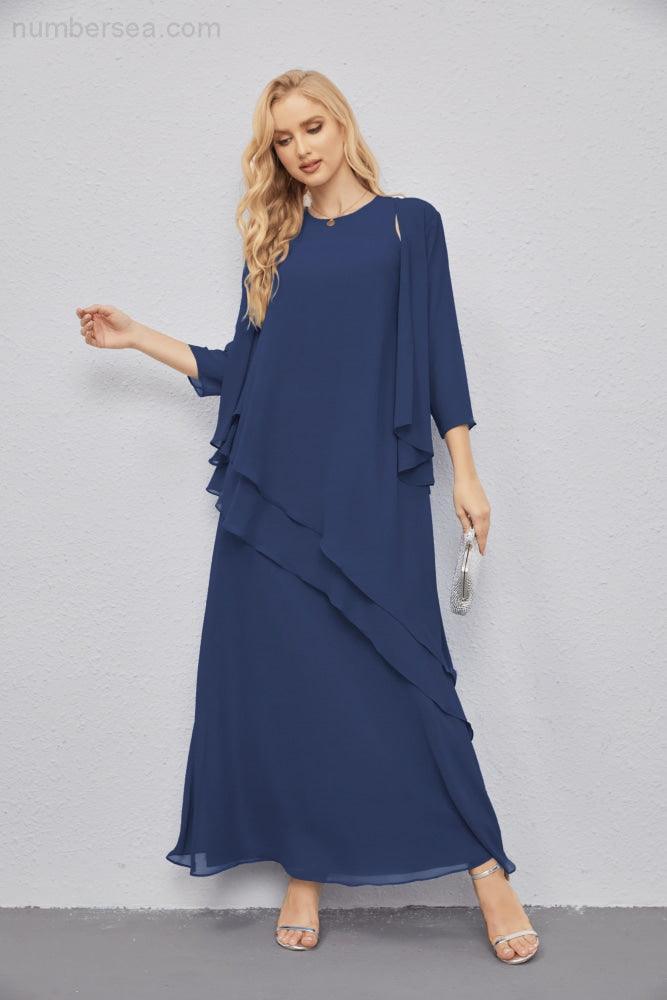 Mother of Bride Dresses with Open Front Lightweight Cardigan Formal Prom Gown  28081