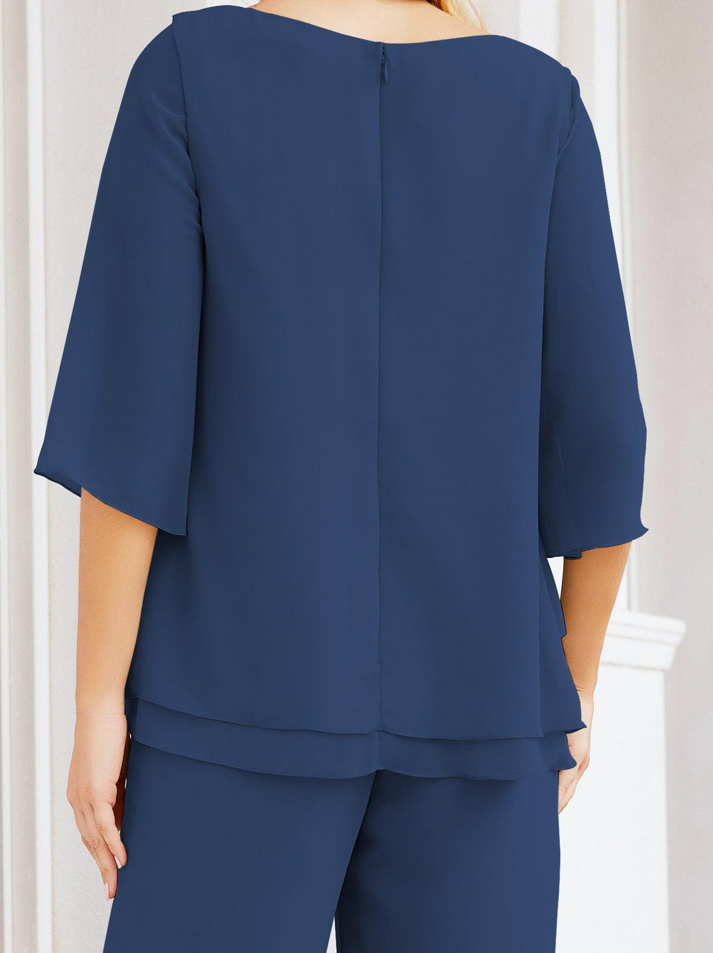 Vestido elegante de 2 peças para mãe da noiva Numbersea, tamanho grande, com folhos, camadas, roupão prateado 28064 