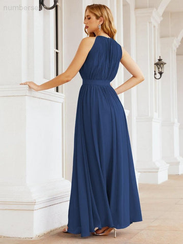 Numbersea Halter Bridesmaid Dress Empire Waist Formal Evening Prom Gown for Mother of The Bride 28030