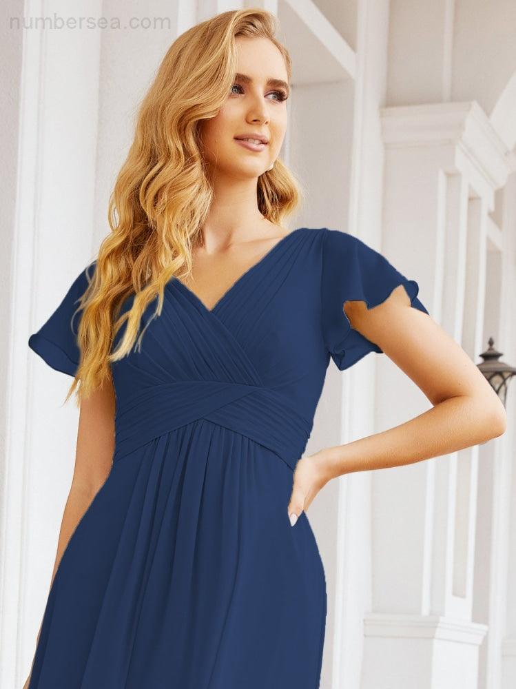 Vestidos de cerimónia de baile Numbersea para mãe da noiva, mangas curtas, vestido de madrinha 28047 