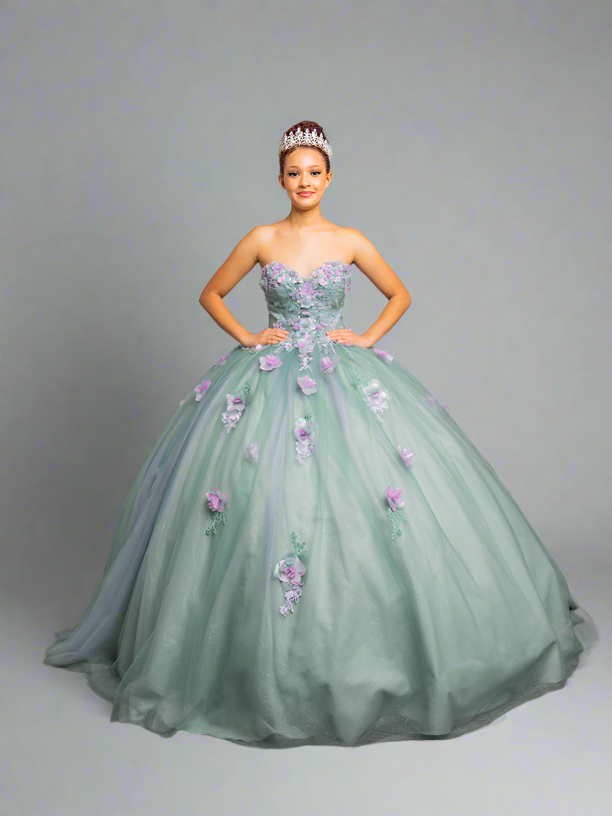 Strapless Puff Sleeve Ball Gown by Calla SCL30009