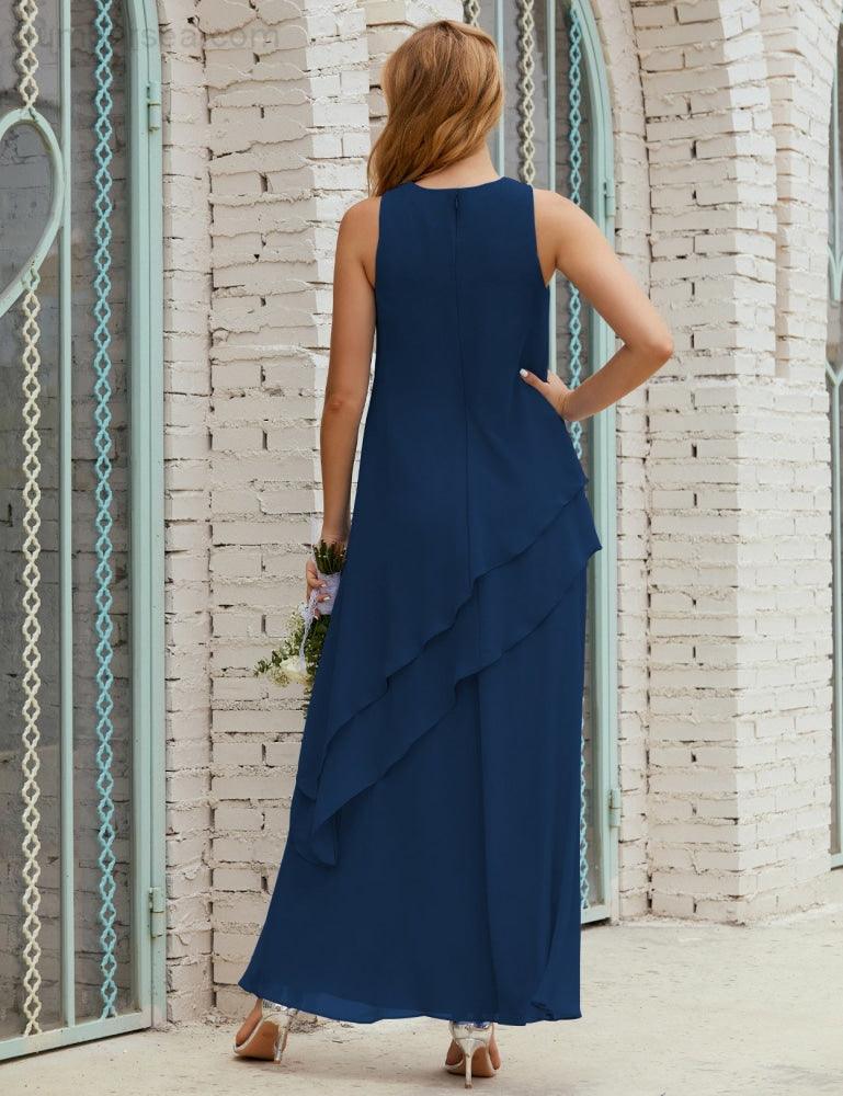 Vestidos longos de chiffon plus size para mãe da noiva, vestido formal de madrinha de casamento, 28019 