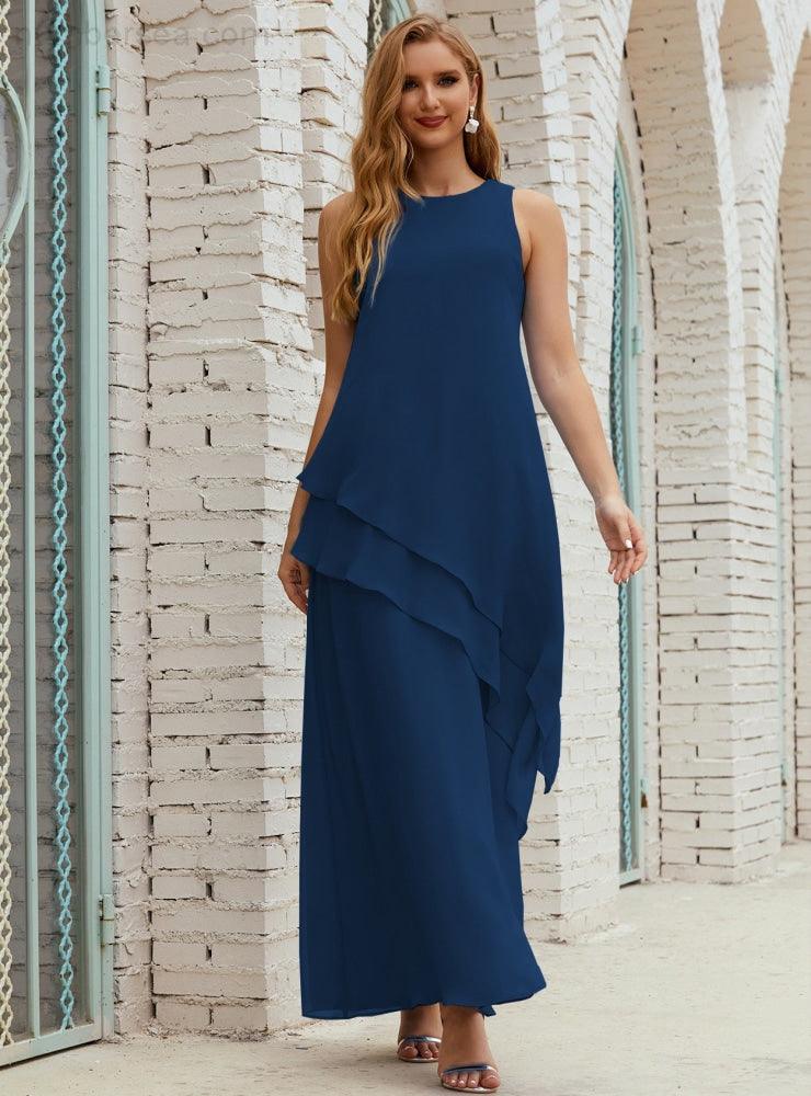 Vestidos longos de chiffon plus size para mãe da noiva, vestido formal de madrinha de casamento, 28019 