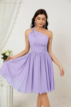 Vestido de dama de honor corto de chiffon de un hombro Numbersea para mujer Vestidos formales para fiesta y regreso a casa 2804