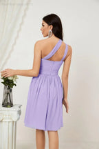 Vestido de dama de honor corto de chiffon de un hombro Numbersea para mujer Vestidos formales para fiesta y regreso a casa 2804