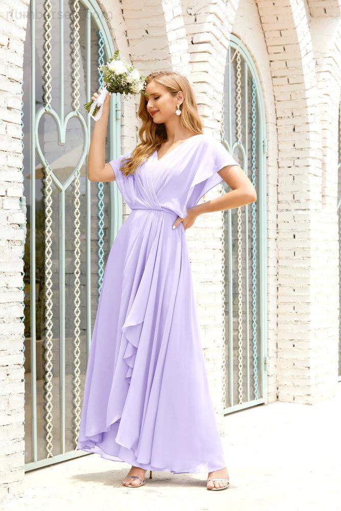 Numbersea  Mother of The Bride Dresses Plus Size V-Neck Floor Length Formal Prom Dress for Wedding Guest 28020