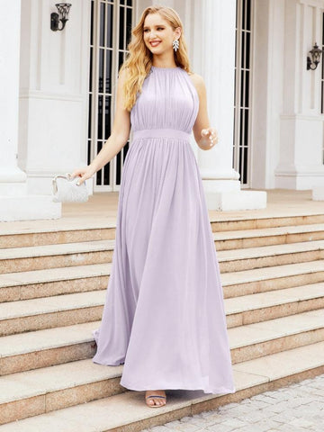 Numbersea Halter Bridesmaid Dress Empire Waist Formal Evening Prom Gown for Mother of The Bride 28030