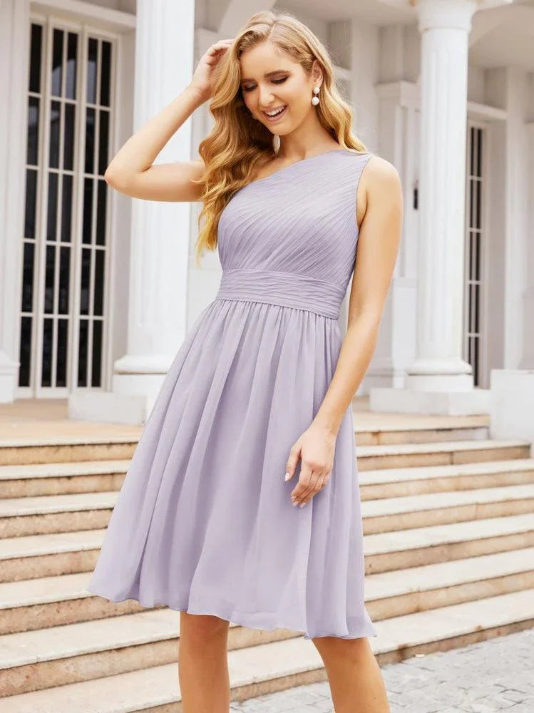 Vestido de Fiesta Corto Formal de Hombro Descubierto con Plisados Numbersea Homecoming 28046