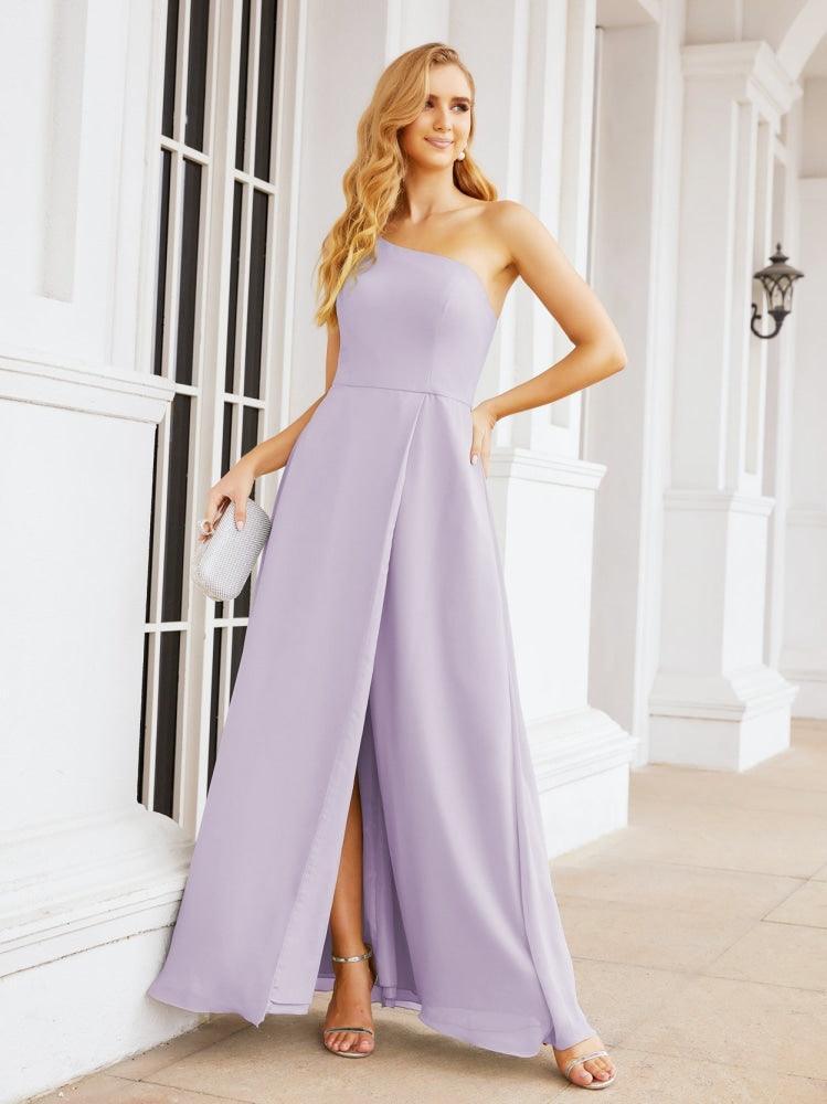 Vestidos de baile de cerimónia Numbersea para mulher com um ombro só e fenda lateral para madrinhas e madrinhas 28052 