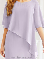 Vestido de festa formal comprido Numbersea com capa e folhos 28026 