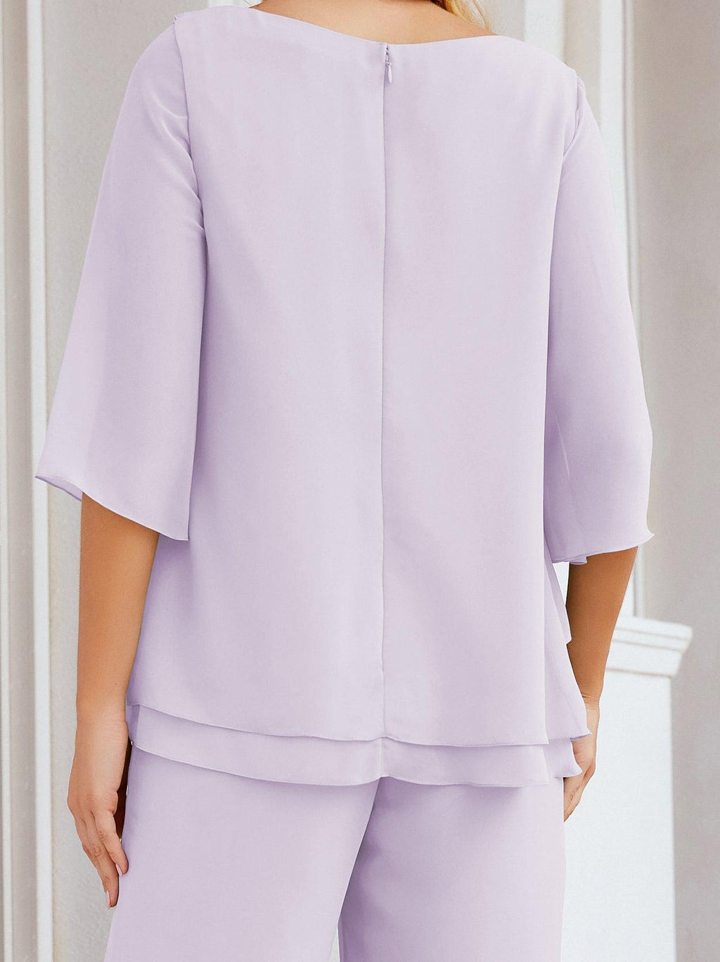 Vestido elegante de 2 peças para mãe da noiva Numbersea, tamanho grande, com folhos, camadas, roupão prateado 28064 