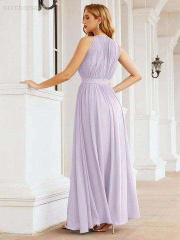 Numbersea Halter Bridesmaid Dress Empire Waist Formal Evening Prom Gown for Mother of The Bride 28030