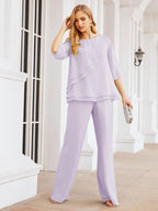 Vestido elegante de 2 peças para mãe da noiva Numbersea, tamanho grande, com folhos, camadas, roupão prateado 28064 