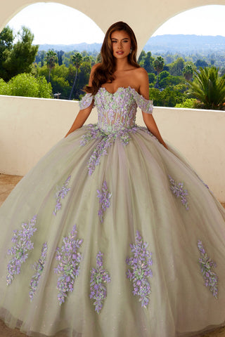 Schulterfreies Ballkleid mit Applikation von Juliet JT1479J