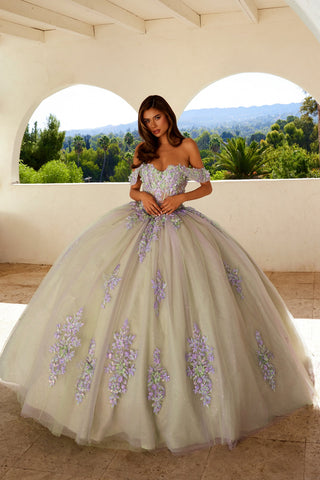 Schulterfreies Ballkleid mit Applikation von Juliet JT1479J