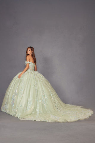 Schulterfreies Ballkleid mit 3D-Schmetterling von Juliet JT1485J