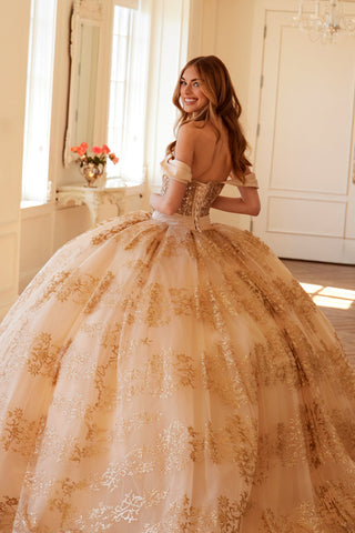 Schulterfreies Ballkleid mit Glitzerprint von Juliet JT1488H