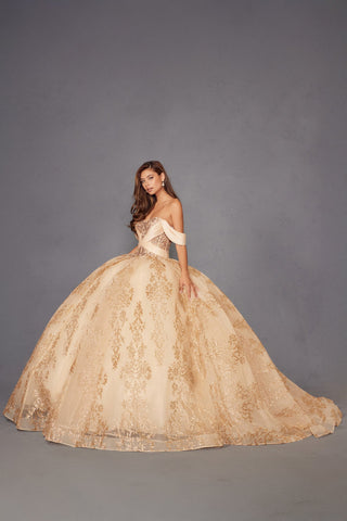 Schulterfreies Ballkleid mit Glitzerprint von Juliet JT1488H