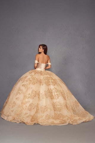 Schulterfreies Ballkleid mit Glitzerprint von Juliet JT1488H