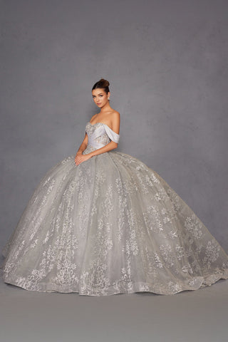 Schulterfreies Ballkleid mit Glitzerprint von Juliet JT1488H