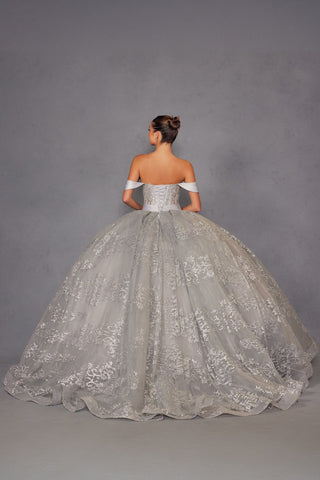 Schulterfreies Ballkleid mit Glitzerprint von Juliet JT1488H