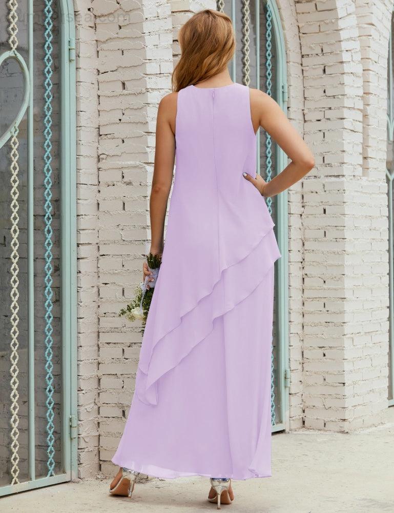 Vestidos longos de chiffon plus size para mãe da noiva, vestido formal de madrinha de casamento, 28019 