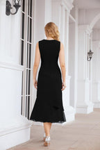 Vestido de festa formal para mãe da noiva, corte A, duas peças, Numbersea 28072 